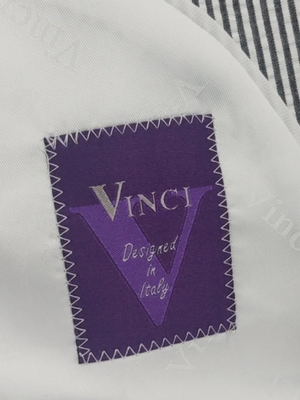 Vinci Seersucker Blazer Gray Striped Cotton 52S Preppy Old Money Wedding Summer